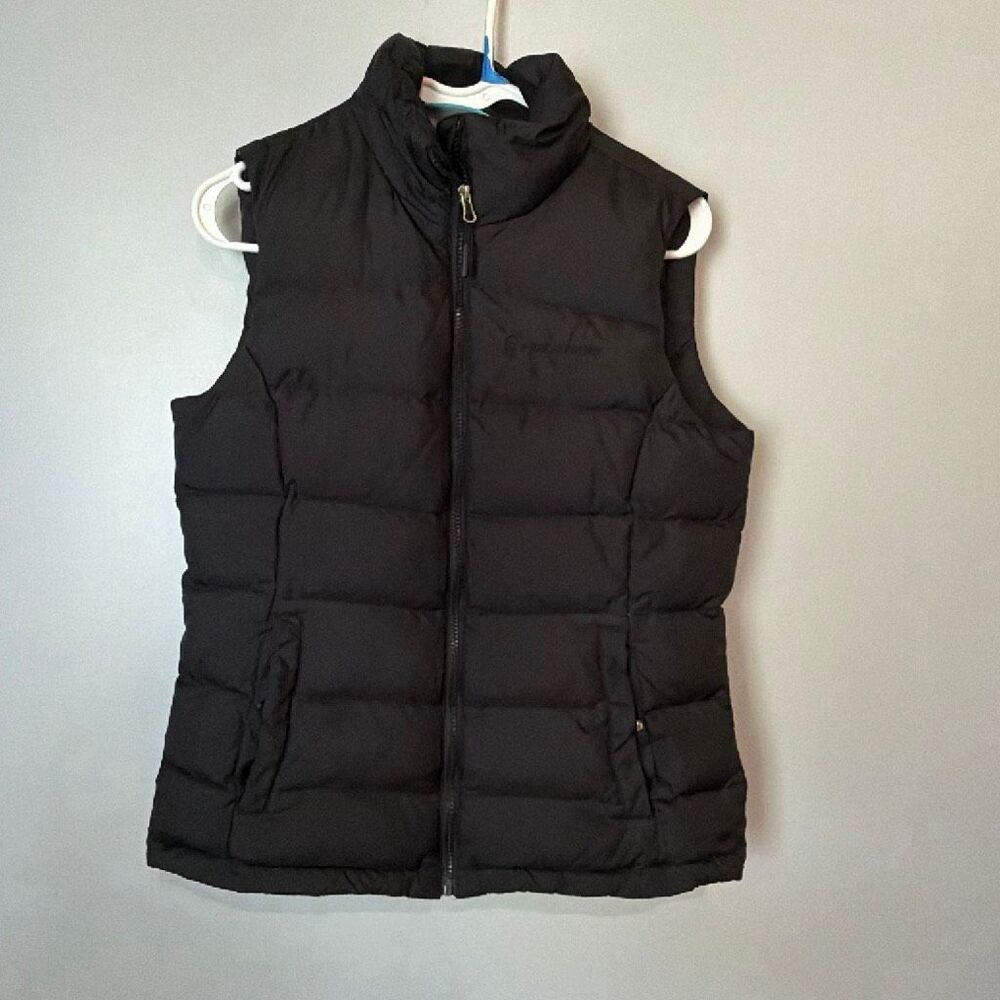 Free Country Women’s Small Black Down Puffer Vest Full Zip Snap Pockets #1100
